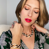 Cuban Link Twister Panther Necklace, Bracelet & Earring Set