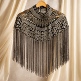 The Royale Noir Bisou Beaded Tassel Cape
