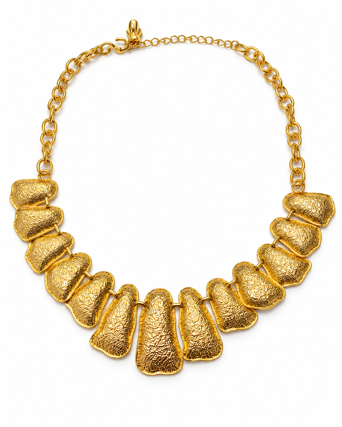 Hammered Finish Statement Link Bib Necklace