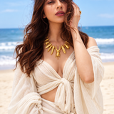 Gold Scarab Charm Statement Necklace