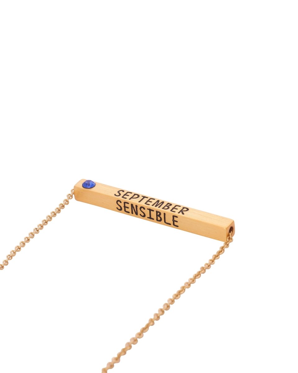 22k Gold Plated Birthmonth Engraved Bar Necklace - Jan to Dec - Bansri Mehta Design