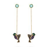 Jeweled Humming Bird Drop Earring