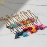 Mini Hamsa Beaded Adjustable Tassel Bracelet