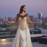 Madeline V Shaped Beaded Tassel Cape