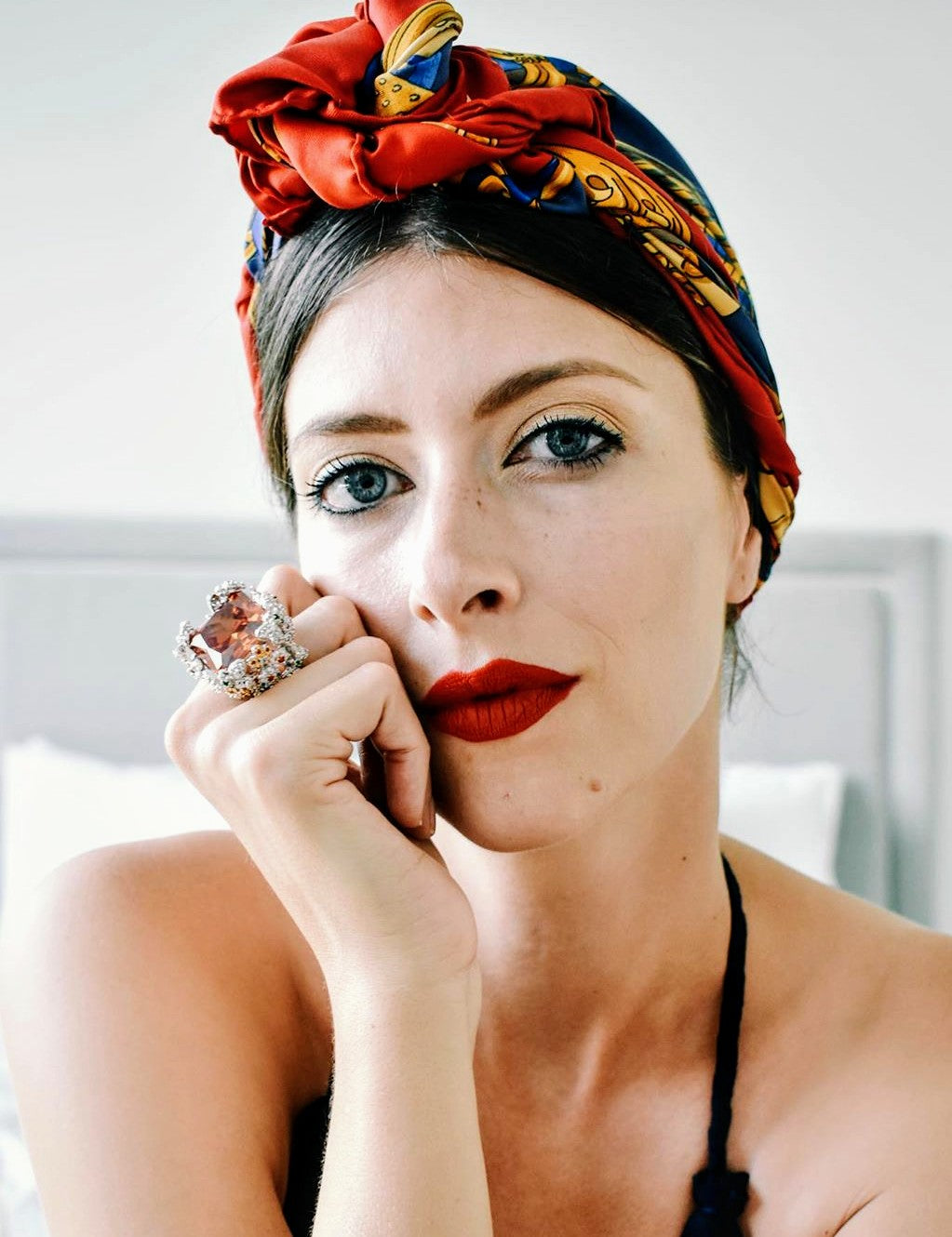 Chrysalis Nur Jade Goddess Cocktail Ring - Bansri Design 
