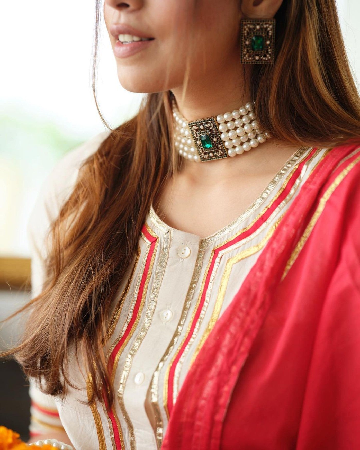 Maharani Pearl Necklace, Bracelet & Earring Set