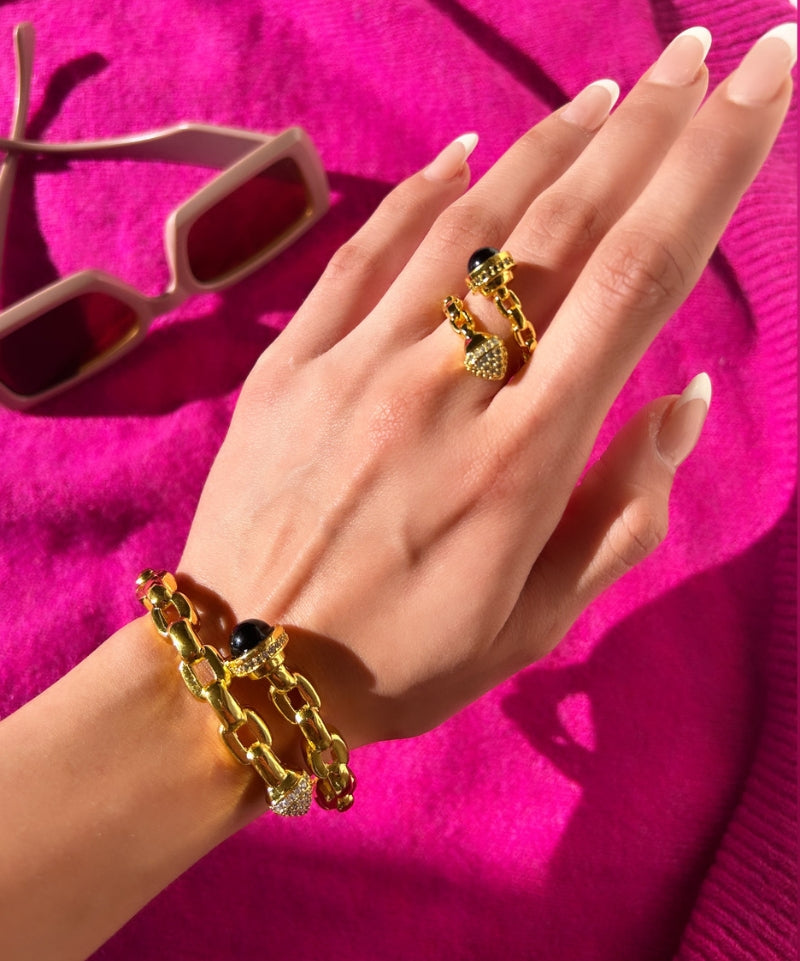 Katrina Link Bangle Bracelet & Ring Set