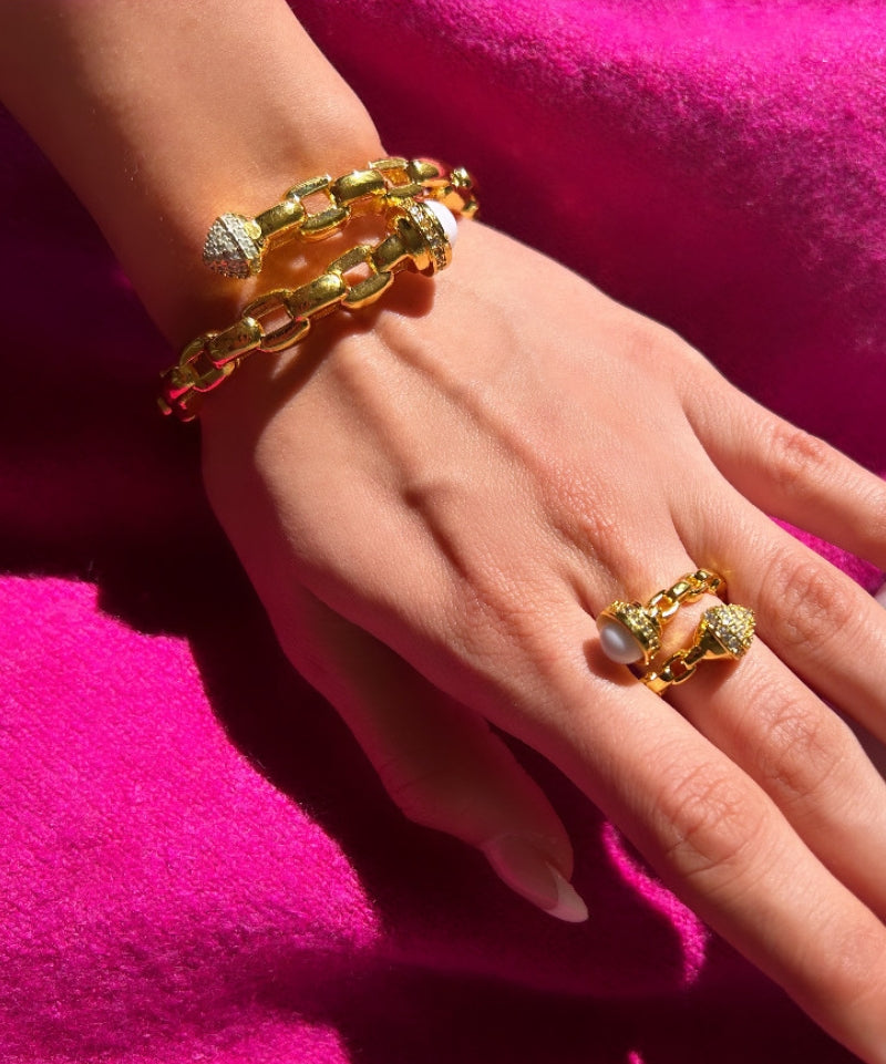 Katrina Link Bangle Bracelet & Ring Set