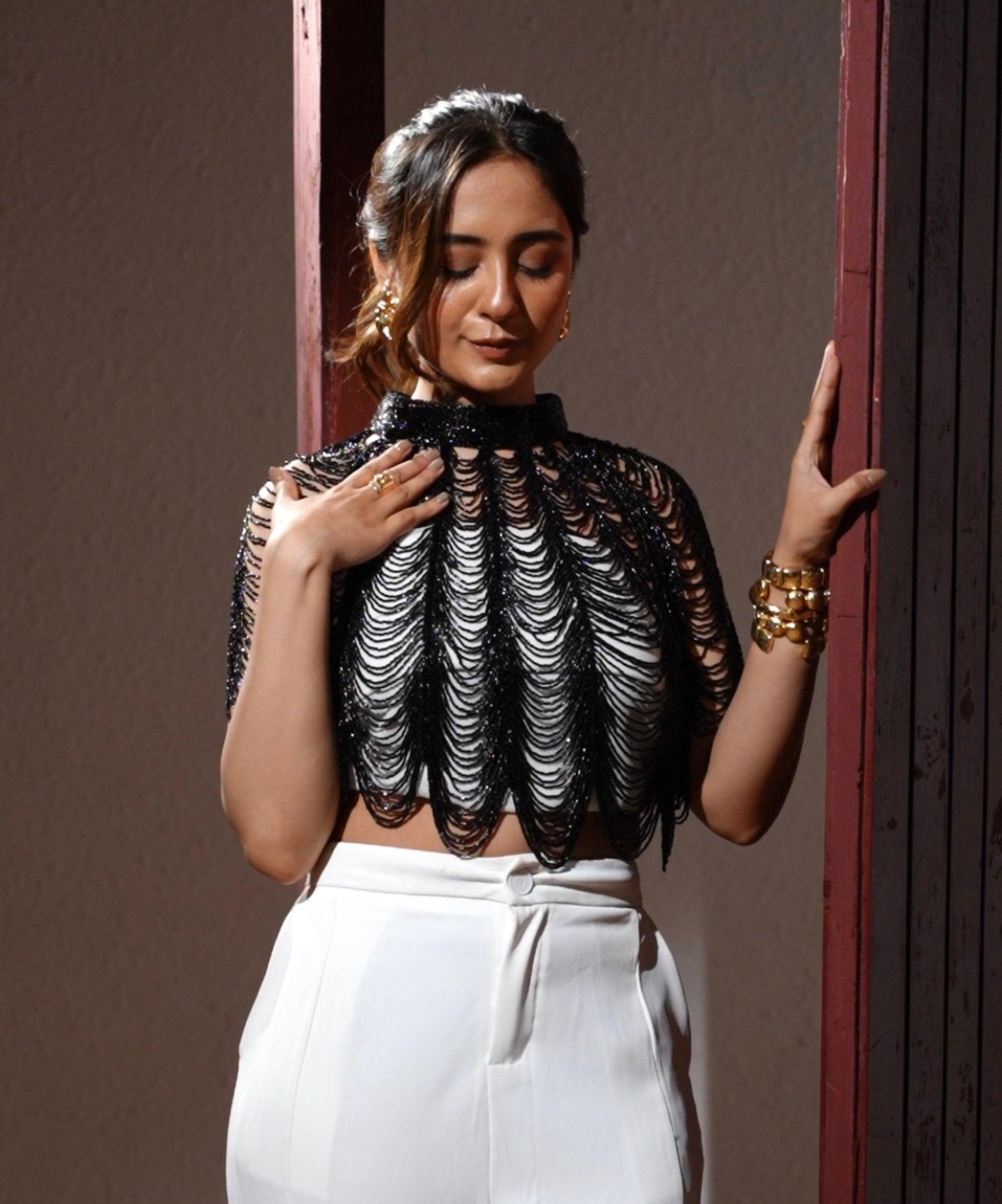 Iconic Audrey Beaded Cape - Bansri Mehta Design
