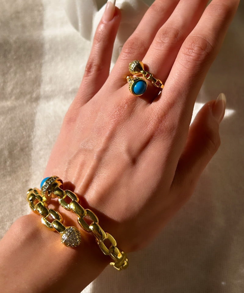Katrina Link Bangle Bracelet & Ring Set