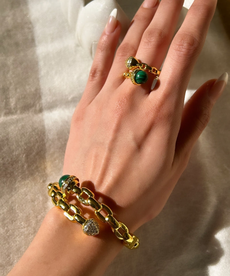 Katrina Link Bangle Bracelet & Ring Set