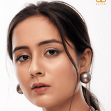 25mm Half Round Pearl Stud Earring with Back Clip - Bansri Mehta Design