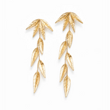 Cascading Gold Leaf Linear Drop Earrings