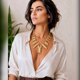 Gold Scarab Charm Statement Necklace