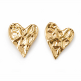 Hammered Gold Heart Stud Earrings
