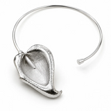 Silver Calla Lily Flower Adjustable Choker Necklace