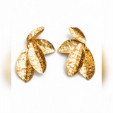 Hammered Gold Leaf Cluster Earrings