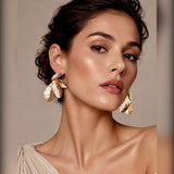 Hammered Gold Leaf Cluster Earrings