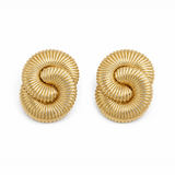 Ribbed Gold Swirl Earrings