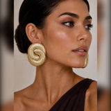Ribbed Gold Swirl Earrings