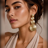 Woven Disc Graduated Drop Earrings