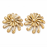 Gold Pinwheel Spiral Stud Earrings