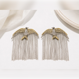 Crystal Bird Chain Fringe Drop Earrings