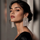 Crystal Bird Chain Fringe Drop Earrings