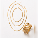 Herringbone Snake Chain Necklace & Bangle Set