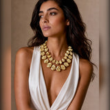 Hammered Nugget Two-Row Bib Necklace