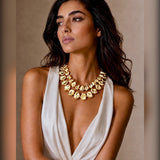 Hammered Nugget Two-Row Bib Necklace