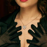 Mother of Pearl Heart Solitaire Necklace & Earring Set
