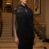 Gleaming Bisou Cape with Tassels - Bansri Mehta Design