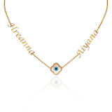 Personalized Double Name Evil Eye Charm Necklace - Bansri Mehta Design