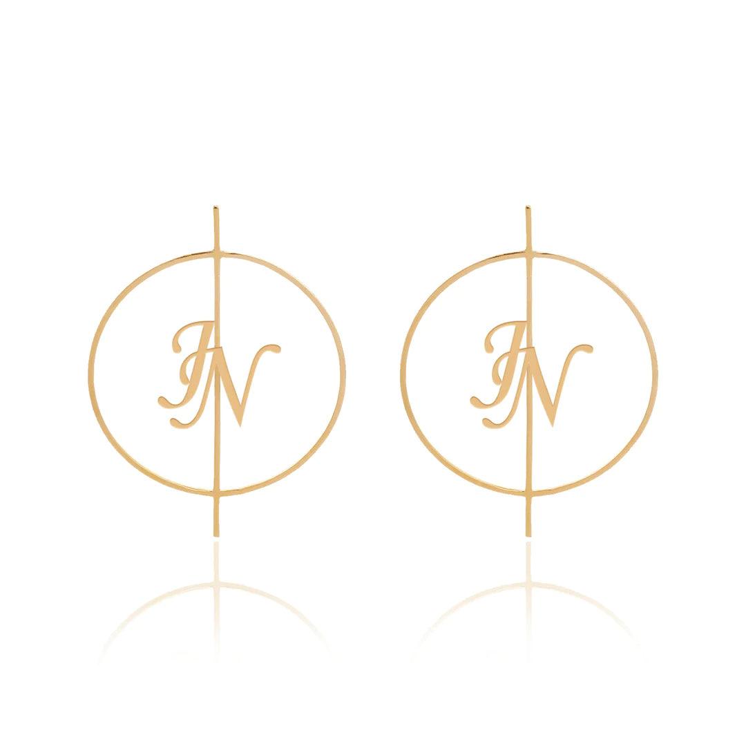 Personalized Initial Hoop Earrings - Bansri Mehta Design