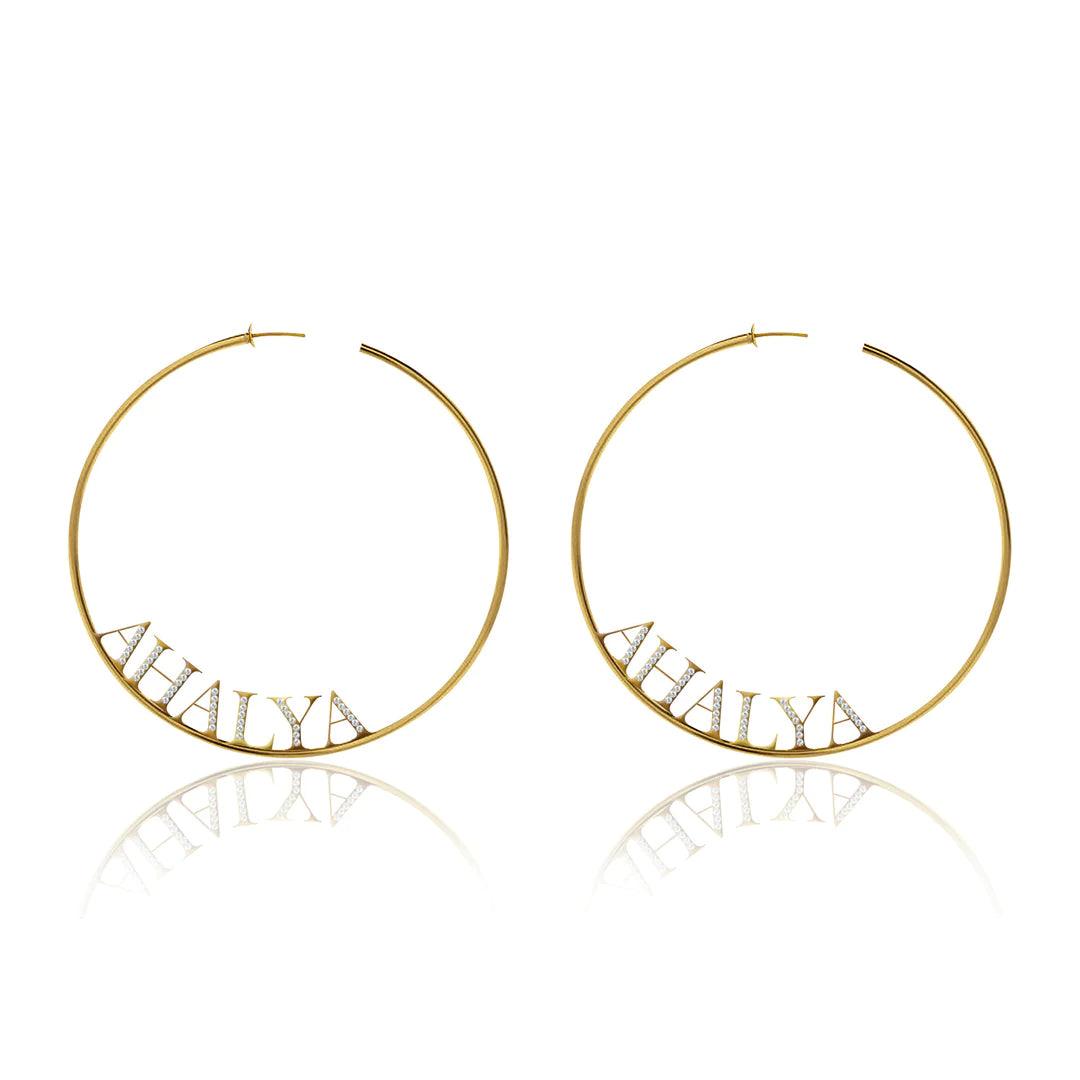 Personalized Name Hoop Earrings - Bansri Mehta Design