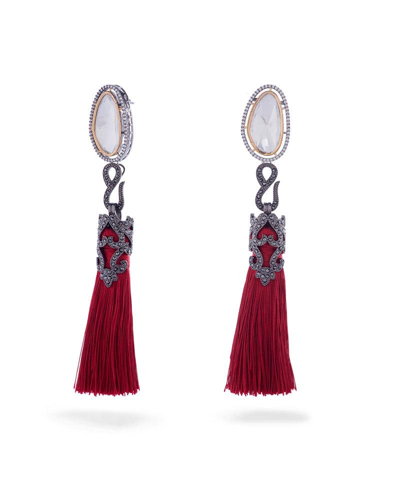 Vintage Vogue Tassel Duster Statement Earrings - Bansri Mehta Design