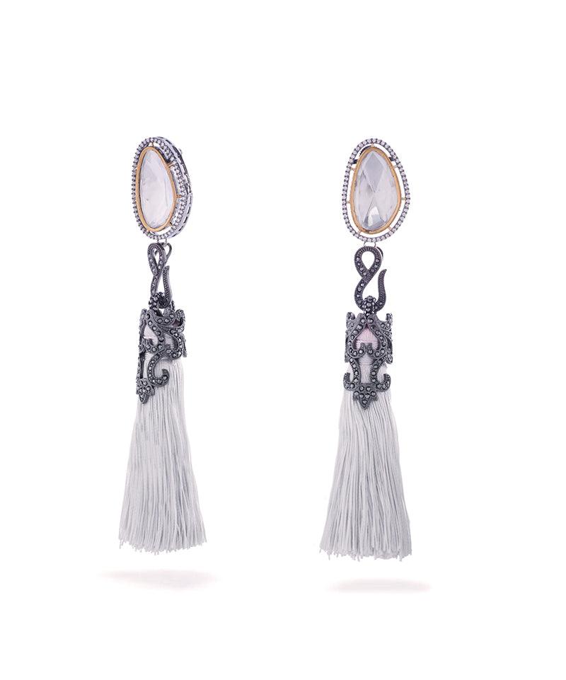 Vintage Vogue Tassel Duster Statement Earrings - Bansri Mehta Design