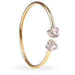 Heart Double Solitaire Flexi Bangle Bracelet & Stud Earrings Set - Bansri Mehta Design