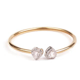 Heart Double Solitaire Flexi Bangle Bracelet & Stud Earrings Set - Bansri Mehta Design
