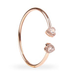 Heart Double Solitaire Flexi Bangle Bracelet & Stud Earrings Set - Bansri Mehta Design