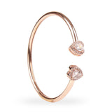 Heart Double Solitaire Flexi Bangle Bracelet & Stud Earrings Set - Bansri Mehta Design
