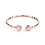 Heart Double Solitaire Flexi Bangle Bracelet & Stud Earrings Set - Bansri Mehta Design
