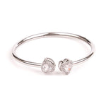 Heart Double Solitaire Flexi Bangle Bracelet & Stud Earrings Set - Bansri Mehta Design