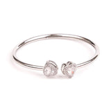 Heart Double Solitaire Flexi Bangle Bracelet & Stud Earrings Set - Bansri Mehta Design
