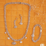 Cuban Link Evil Eye Necklace, Bracelet & Earring Set - Bansri Mehta Design