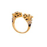 Gold Deux Panthera Headed Necklace, Bracelet Cuff, Earring & Ring - Bansri Mehta Design