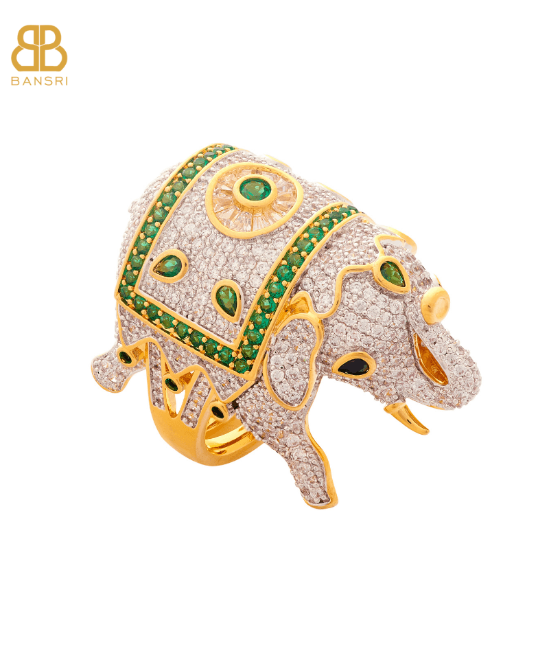 Festive Safari Elephant Statement Cocktail Ring - Bansri Mehta Design