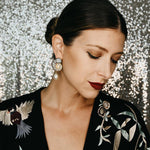 Conch Shell Crystal Encrusted Pearl Drop Earrings - Bansri Mehta Design