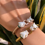 Double Headed Enamel Panther Headed Bangle Bracelet - Bansri Mehta Design